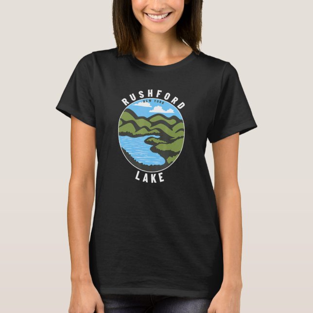 Rushford Lake New York NY Abzeichen Souvenir Vacat T-Shirt (Vorderseite)