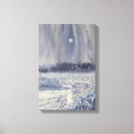 Rushing Creek under Moon Aquarell Print Leinwanddruck