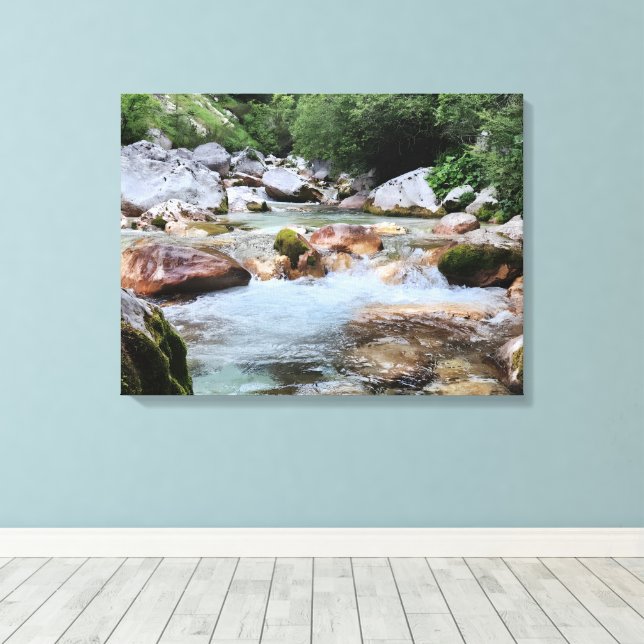 Rushing Mountain Rapids – Crystal River Stream Leinwanddruck (Insitu (Holzboden))