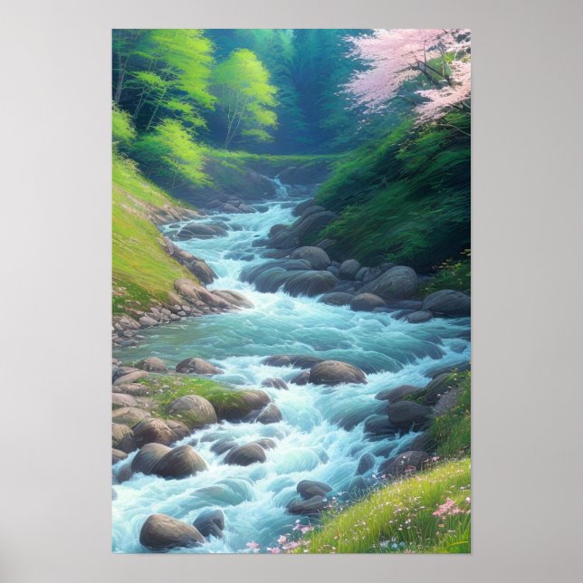 Rushing Mountain Stream Poster (Vorne)