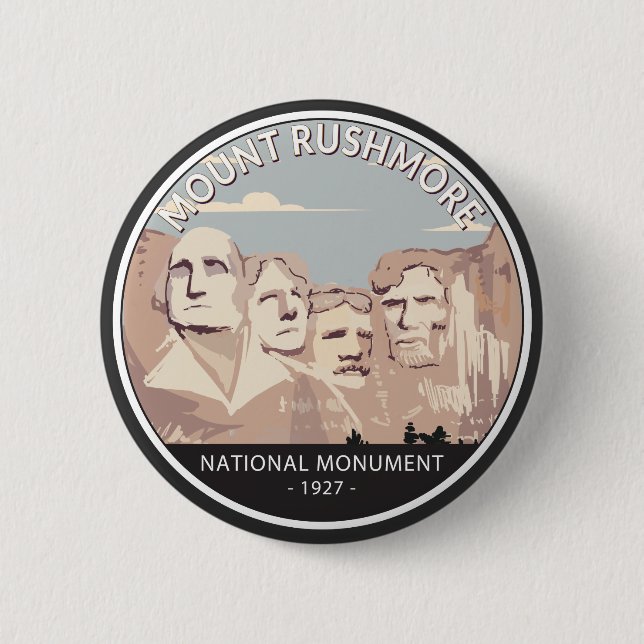 Rushmore National Monument Retro Circle Button (Vorderseite)