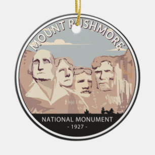 Rushmore National Monument Retro Circle Keramik Ornament