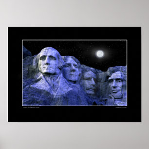 Rushmore und Vollmond Poster