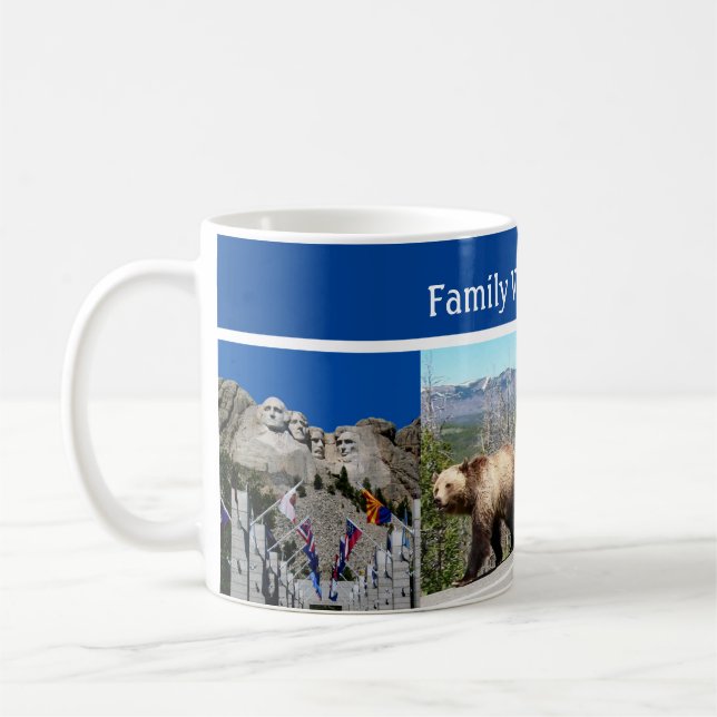 Rushmore Yellowstone Tetons Foto Souvenir Set Kaffeetasse (Links)