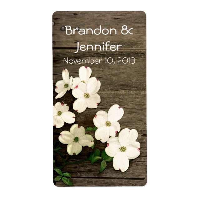 Rusic Fence mit Blume Hochzeit Mini Wine Labels (Vorne)