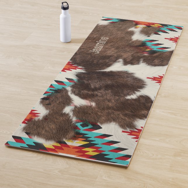 Rusic Southwest Western Cowhide türkis Yogamatte (Beispiel)