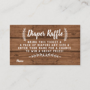 Rusitc Wood Diaper Raffle Ticket Begleitkarte