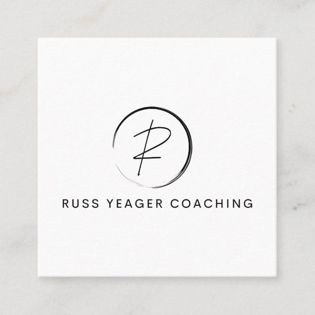 Russ Yeager Coaching Signature Logo Quadratische Visitenkarte (Vorderseite)