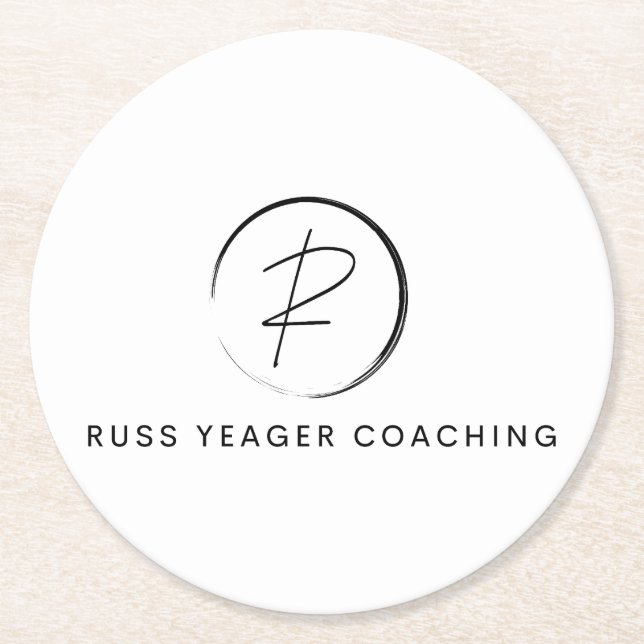 Russ Yeager Coaching Signature Logo Runder Pappuntersetzer (Vorderseite)