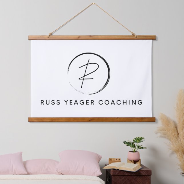 Russ Yeager Coaching Signature Logo Wandteppich Mit Holzrahmen (Schlafzimmer)