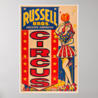Russel Bros Greater American Circus Poster