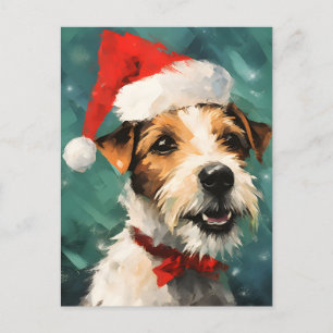 Russel Terrier Weihnachtsmalerei Postkarte