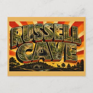 Russell Cave Alabama Höhlenwald Vintage Kunst Postkarte