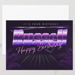 Russell Name Vorname lila retro Karte Geburtstag