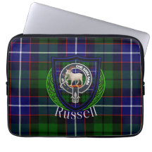 Russell schottischer Clan-Tartan und Wappen