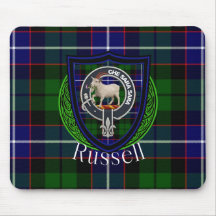 Russell Schottischer Clan Tartan und Wappen