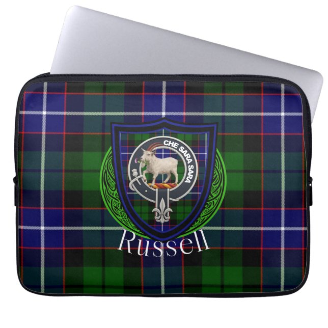 Russell Scottish Clan Tartan and Crest  Laptopschutzhülle (Vorderseite)
