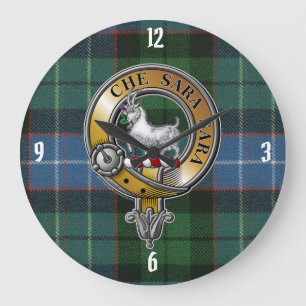 Russell Tartan & Abzeichen Große Wanduhr