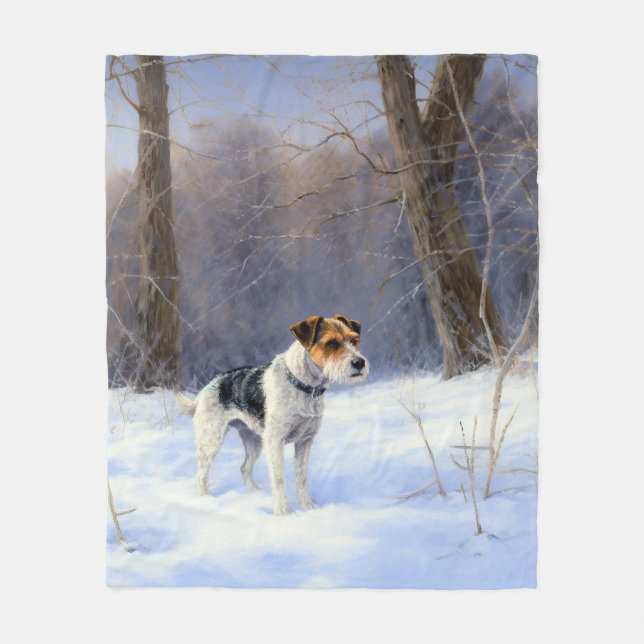 Russell Terrier Let It Snow Christmas Fleecedecke (Vorderseite)