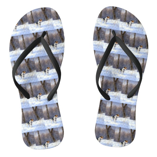 Russell Terrier Let It Snow Christmas Flip Flops (Fußbett)