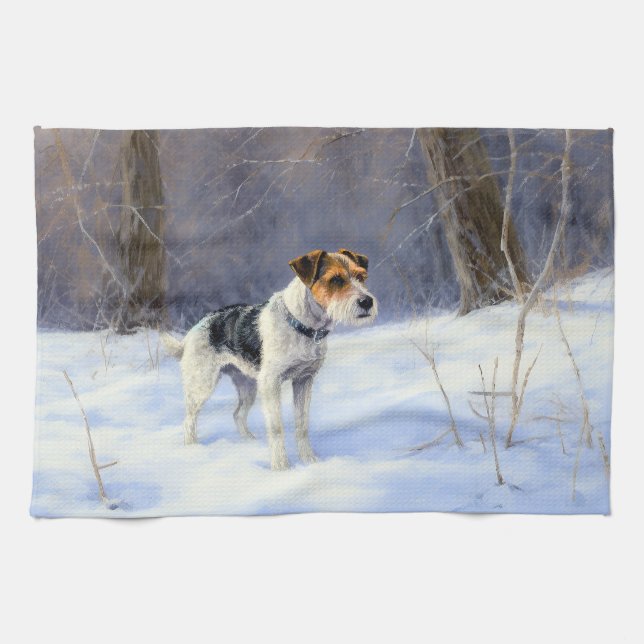 Russell Terrier Let It Snow Christmas Geschirrtuch (Horizontal)