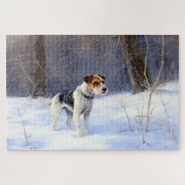 Russell Terrier Let It Snow Christmas Puzzle (Horizontal)
