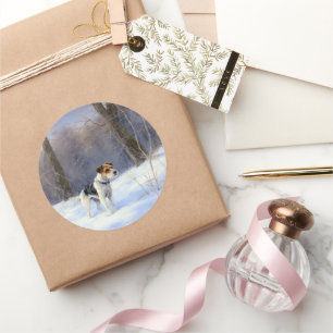 Russell Terrier Let It Snow Christmas Runder Aufkleber