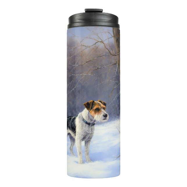Russell Terrier Let It Snow Christmas Thermosbecher (Vorderseite)