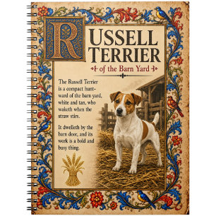 Russell Terrier, mittelalterliche Bestiarien-Kunst Notizblock