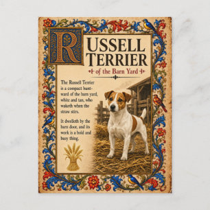 Russell Terrier, mittelalterliche Bestiarien-Kunst Postkarte