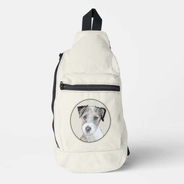 Russell Terrier Painting Rough Original Dog Art Crossbody Bag (Vorderseite)
