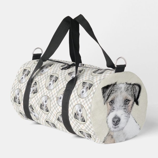Russell Terrier Painting Rough Original Dog Art Duffle Bag (Linke Seite)