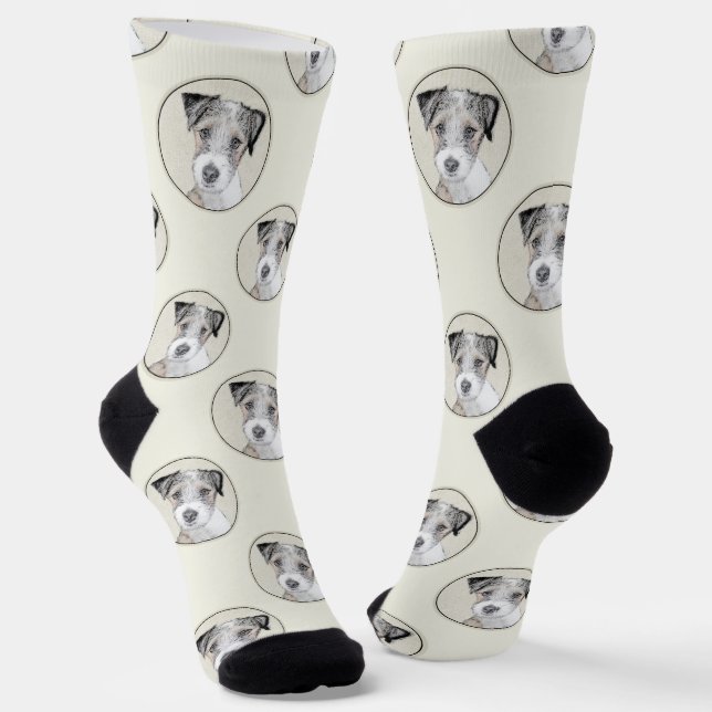 Russell Terrier Painting Rough Original Dog Art Socken (Gewinkelt)