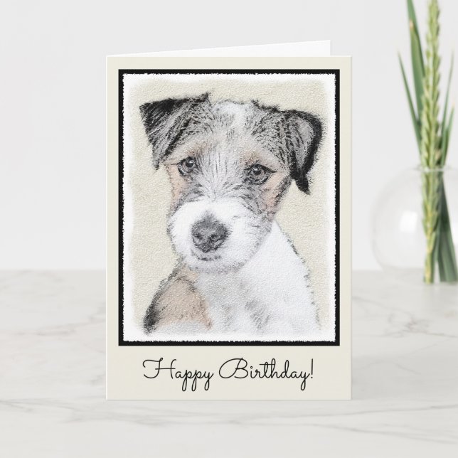 Russell Terrier Rough Painting - Original Dog Art Karte (Vorderseite)