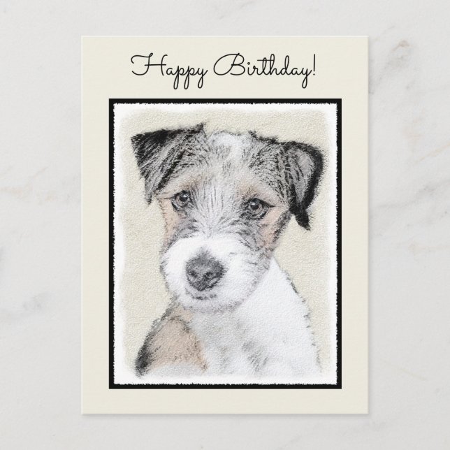 Russell Terrier Rough Painting - Original Dog Art Postkarte (Vorderseite)