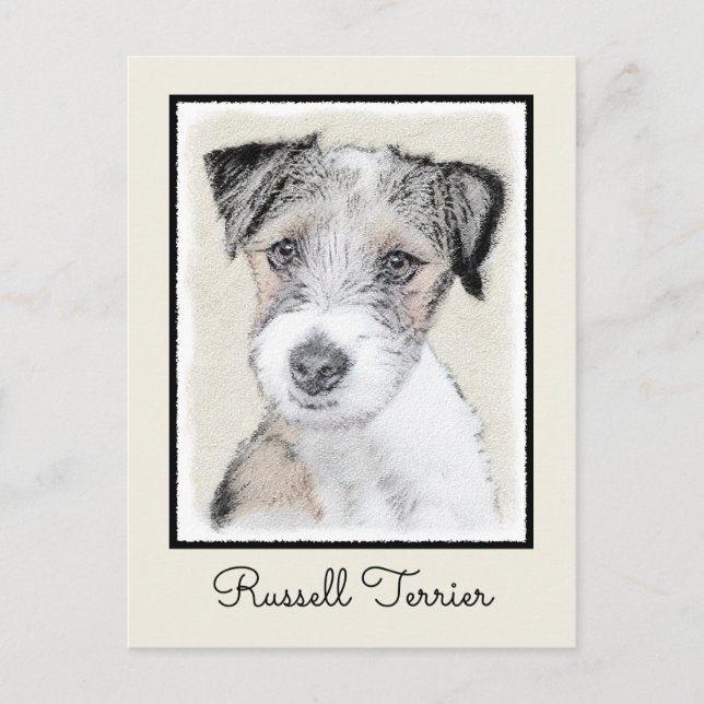 Russell Terrier Rough Painting - Original Dog Art Postkarte (Vorderseite)