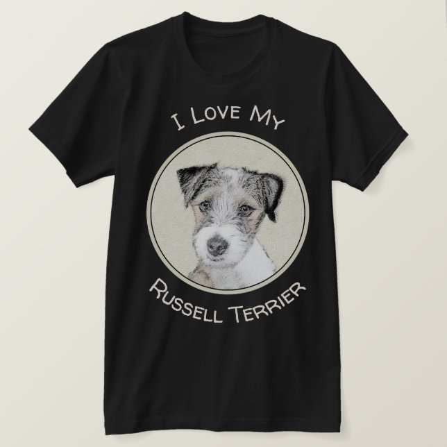 Russell Terrier Rough Painting - Original Dog Art T-Shirt (Design vorne)