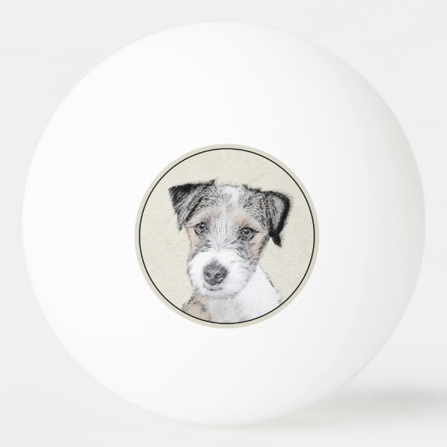 Russell Terrier Rough Painting - Original Dog Art Tischtennisball (Vorderseite)