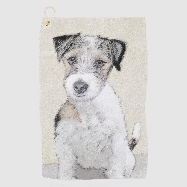 Russell Terrier Rough Painting - Original Hund Kun Golfhandtuch (Vorderseite)