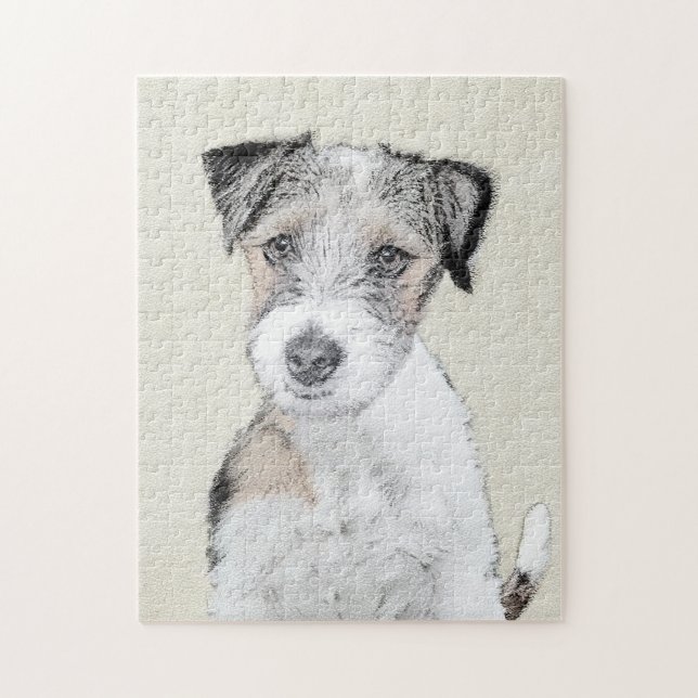 Russell Terrier Rough Painting - Original Hund Kun Puzzle (Vertikal)