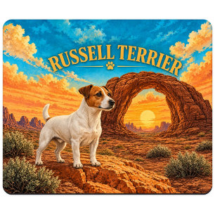 Russell Terrier, Sandsteinbogen Vintage-Aquarell Mousepad