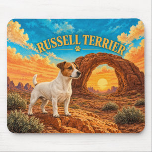 Russell Terrier, Sandsteinbogen Vintage-Aquarell Mousepad