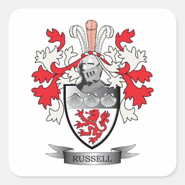 Russell-Wappen Quadratischer Aufkleber (Vorderseite)