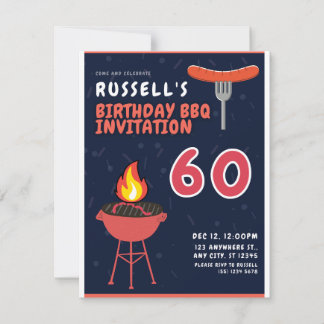 Russell's 60. Geburtstags-GRILLEN-Einladungen Feiertagskarte