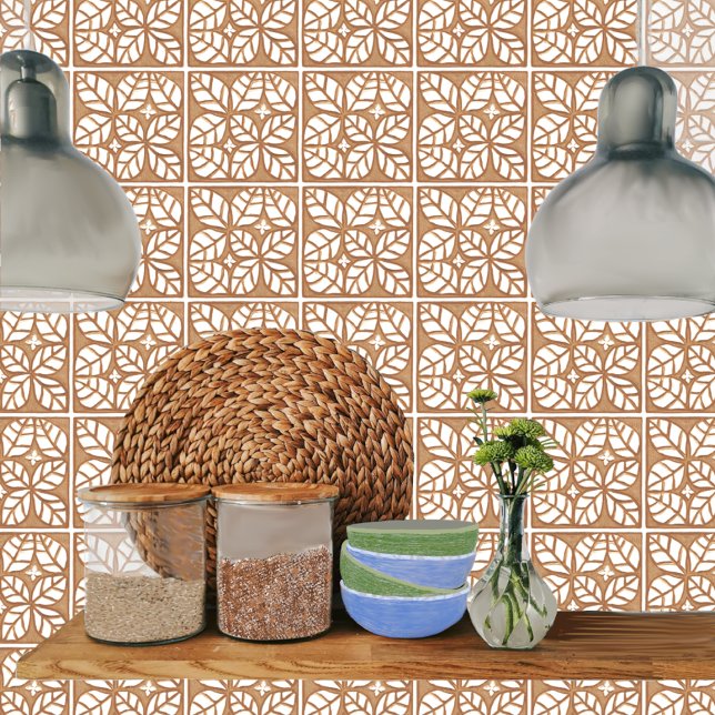 Russet-Keramik mit weißem Leaf Fliese (This tile is perfect for kitchen backsplashes.)