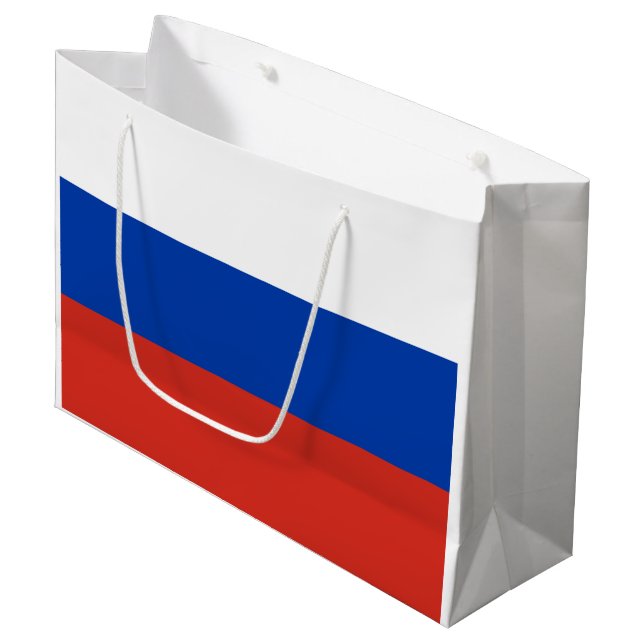 Russia Flag Große Geschenktüte (Vorderseite Schrägansicht)