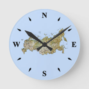 Russia Map Clock Runde Wanduhr