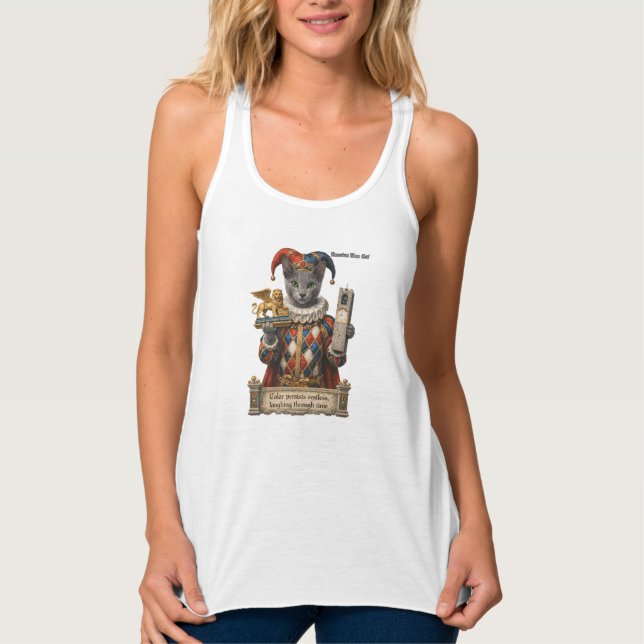 Russian Blue Arlequin Cat Tank Top (Vorderseite)