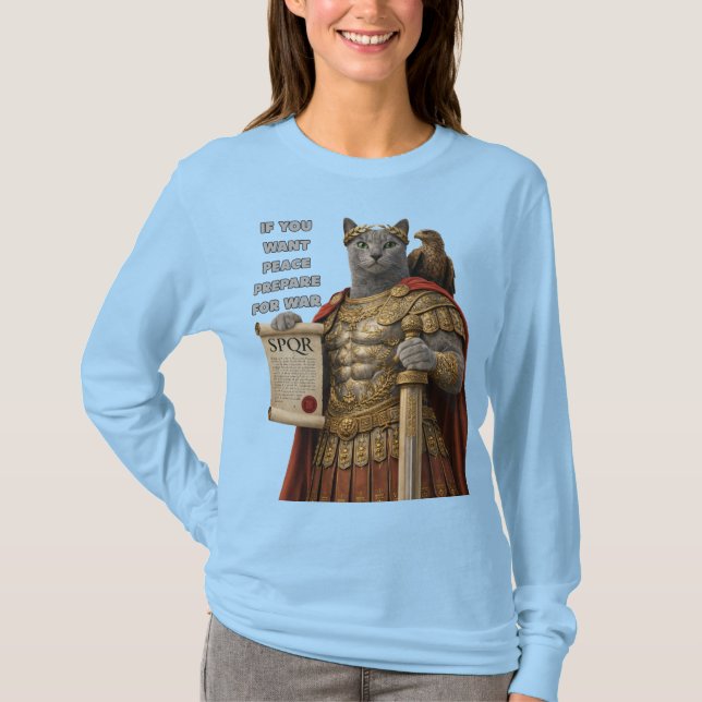 Russian Blue Caesar Cat T-Shirt (Vorderseite)