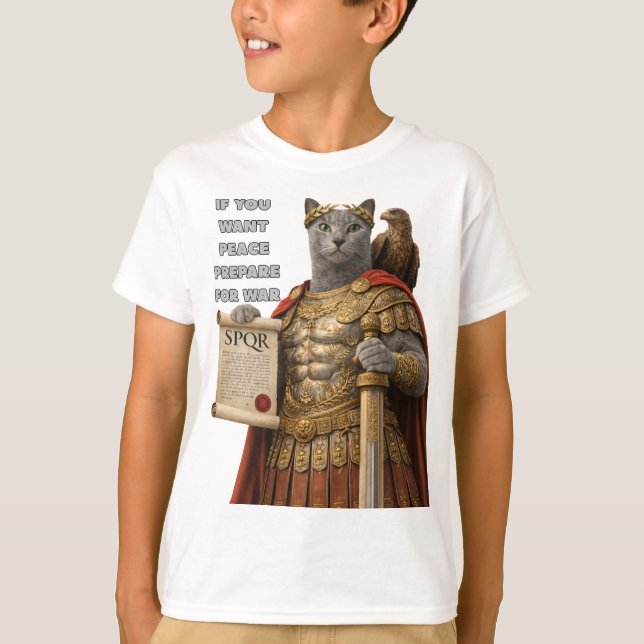 Russian Blue Caesar Cat T-Shirt (Vorderseite)